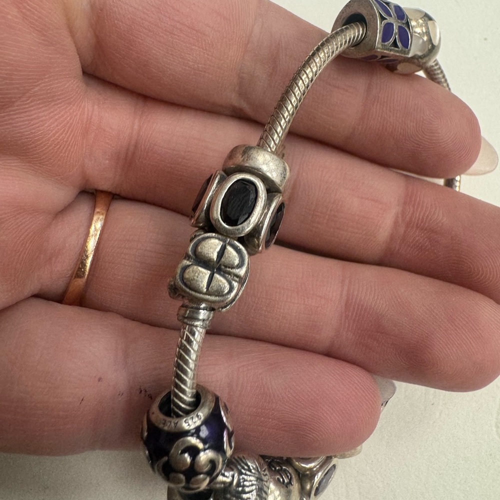 Authentic Vintage Sterling Silver PANDORA Charm Bracelet 6.5" Wrist 52.2g - Picture 8 of 16
